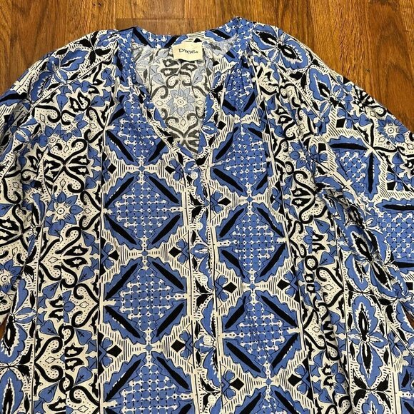 Dixie printed button front peasant dress - Picture 2 of 7